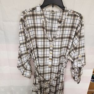 MPH Collection 3X Plaid 3/4 Sleeve Shirt Dress
